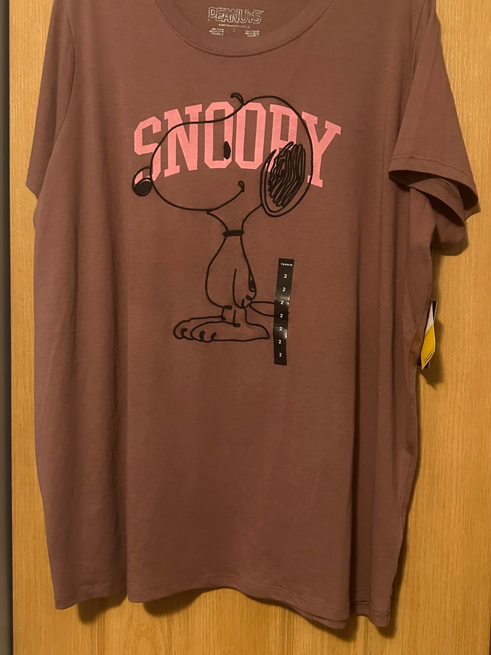 torrid burgundy/ Mauve Short-Sleeve Snoopy Graphic Tee with Pink Logo